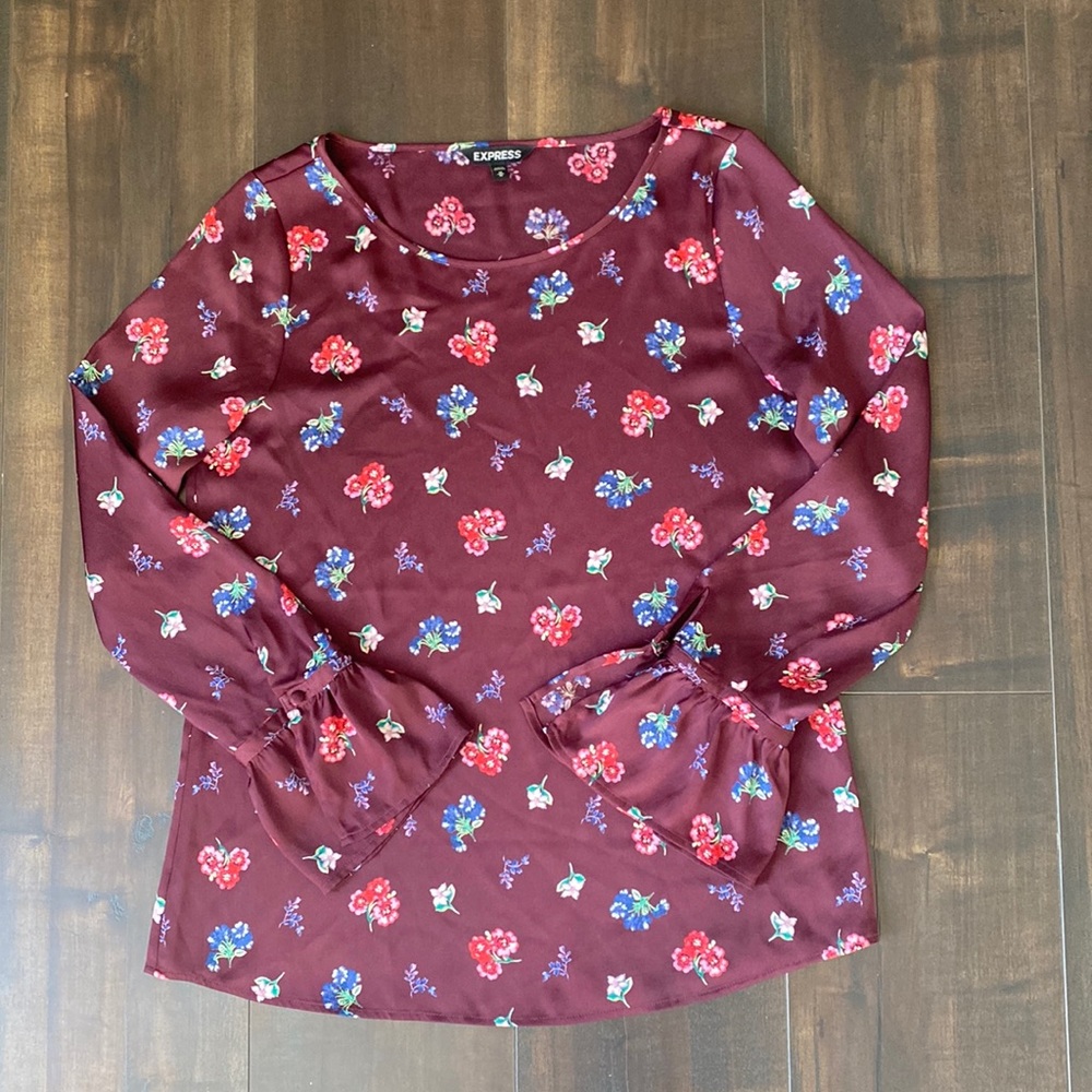 Floral Plum Long-Sleeve Top